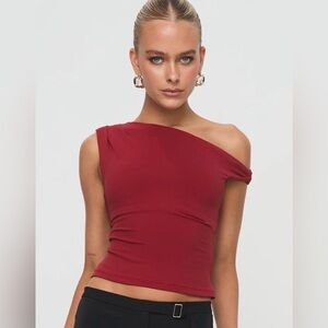 Princess Polly Red Shoulder Top